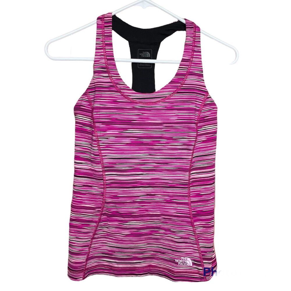The North Face Pink Stretch Racerback Work Out Tank Top Built in Bra Women Small